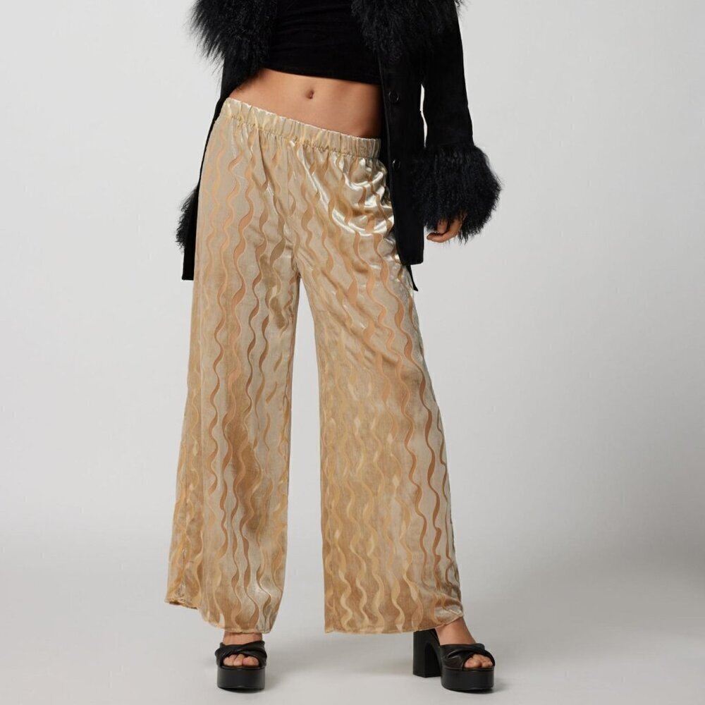 NWT Urban Renewal Party Remnants Neutral Velvet Burnout Pants